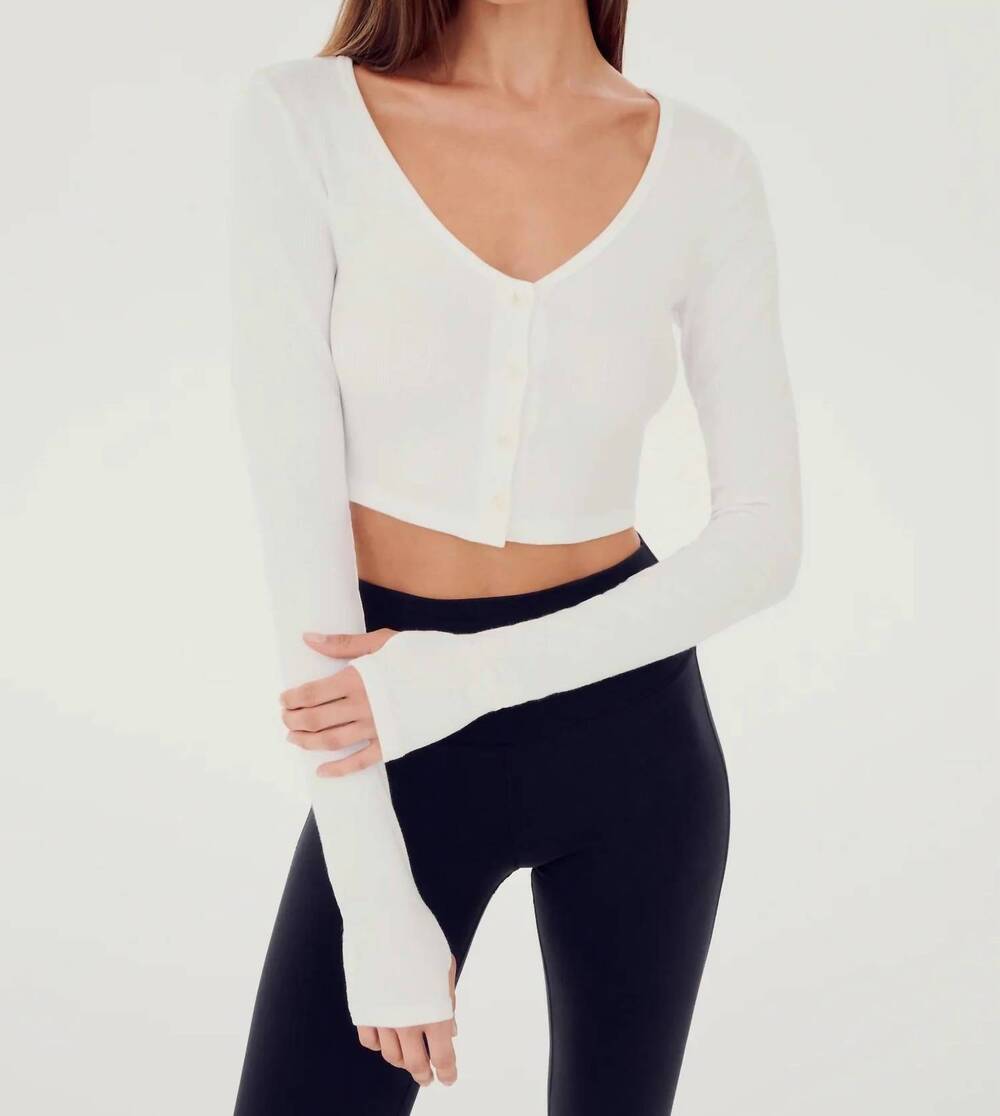 NEW SPLITS59 rene rib crop cardigan in white